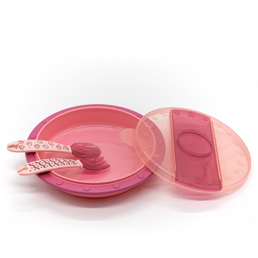 MiaMia Babyteller mit Besteck in Pink aus Polypropylen - Bild 1