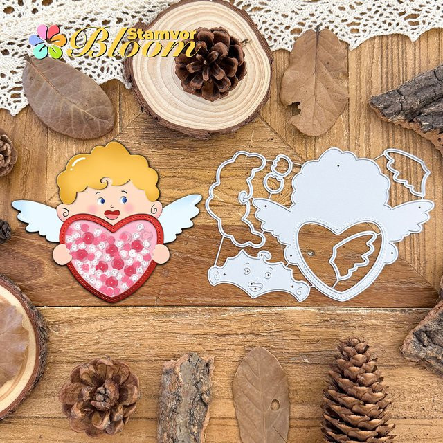 Metall Stanzformen für Scrapbooking mit Amor- und Valentinstag-Motiv in Silber - Bild 1