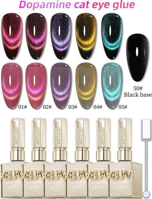 XEIJAYI Katzenauge-Gel-Nagellack-Set, 5 Farben, Schimmernd - Bild 1