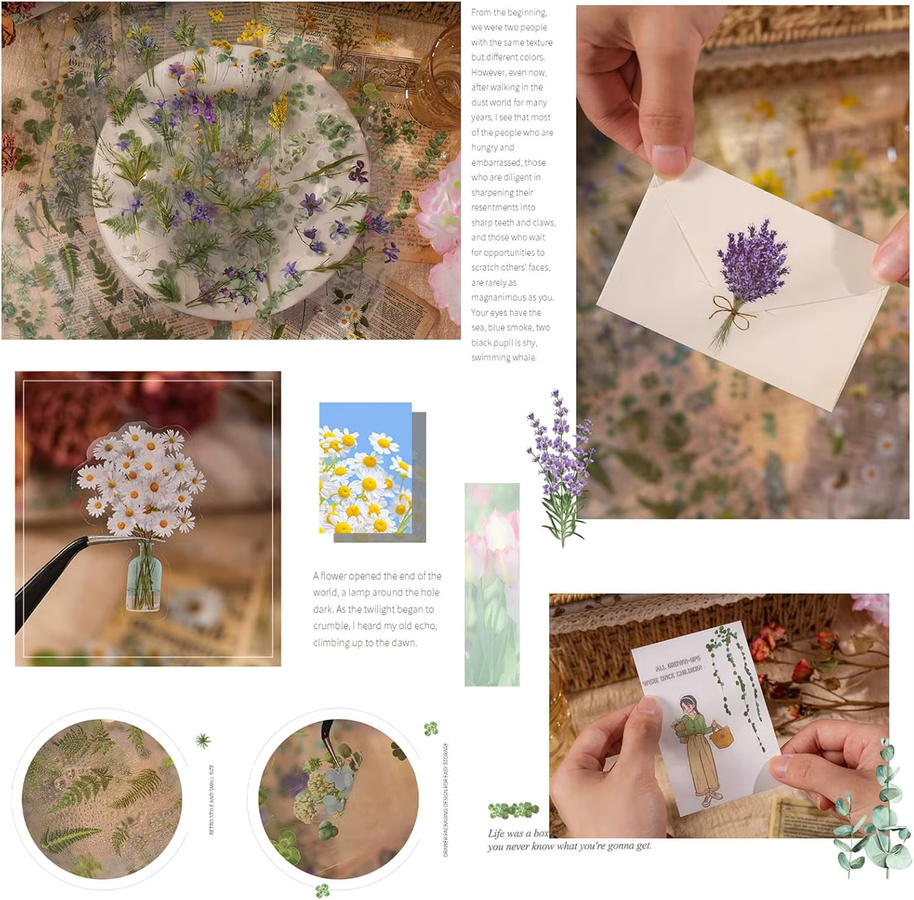 Vintage Pflanzen und Blumen Aufkleber Set in Multicolour für Scrapbooking und Bullet Journals - Bild 3