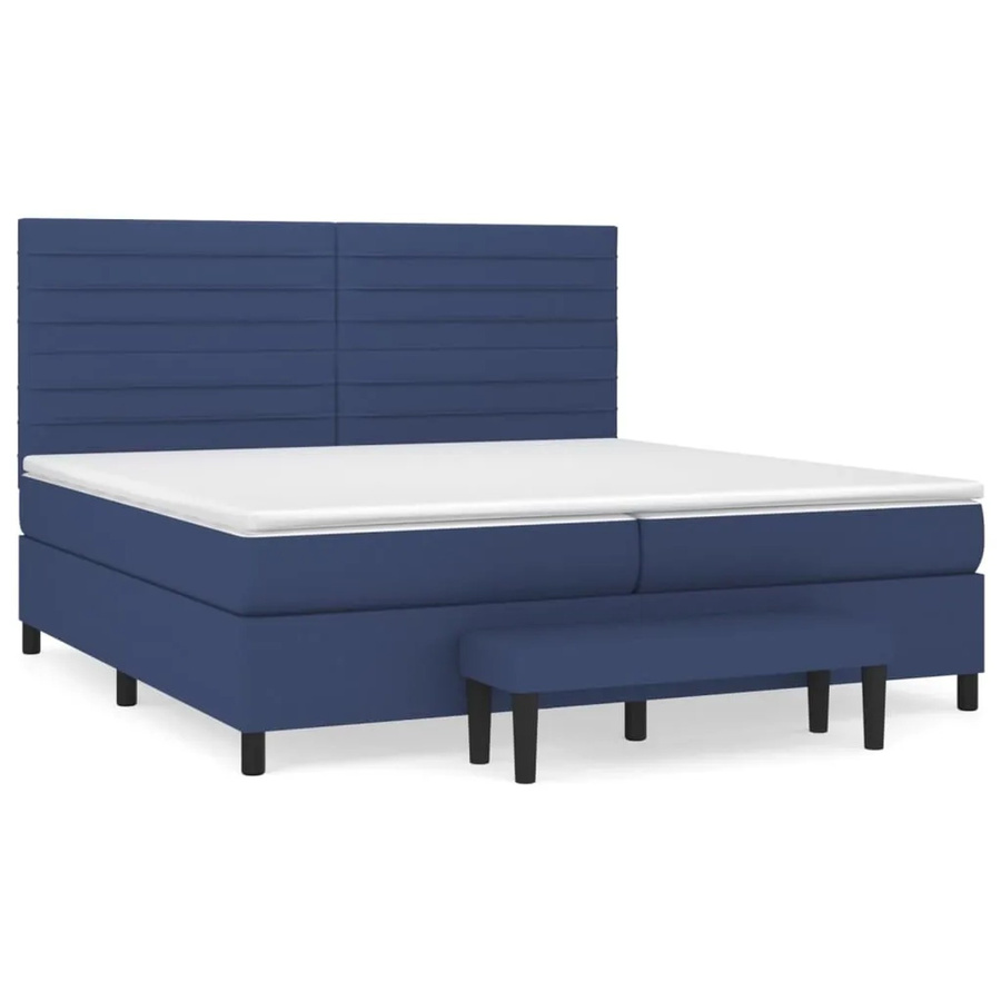 vidaXL Boxspringbett mit Matratze Blau aus Stoff, B/T/H: 200 x 200 x 128 cm - Bild 2