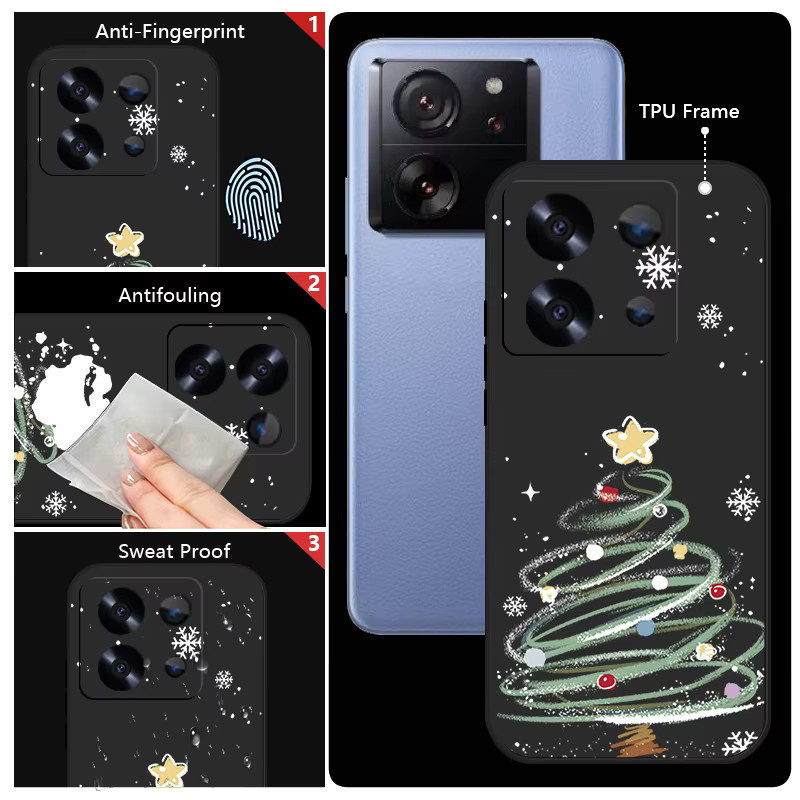 Stoßfeste TPU-Handyhülle mit Weihnachtsbaum-Design für Xiaomi Redmi Note 14 13 Pro Plus 5G 12 Pro 11 Pro 5G in Schwarz mit Lanyard-Abdeckung - Bild 1