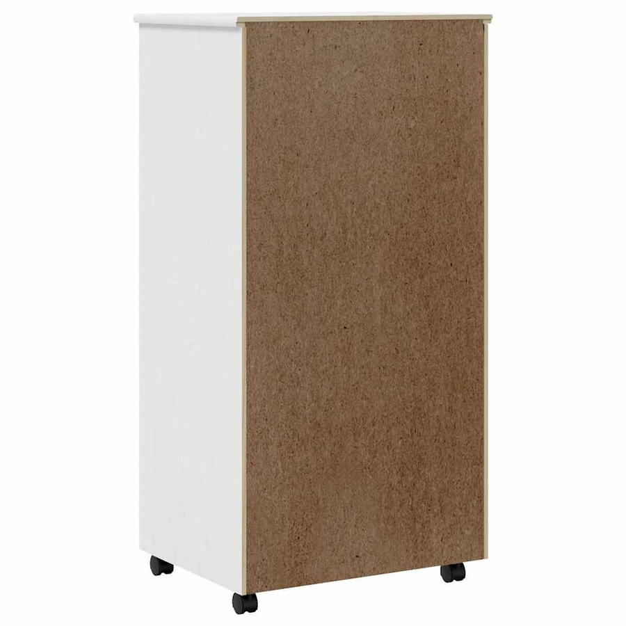 vidaXL Rollschrank Moss aus Massivholz Kiefer mit Schubladen in Weiß, B/T/H: 80 x 39 x 103 cm - Bild 2