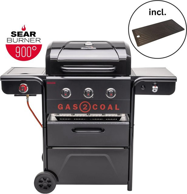 Char-Broil Gas & Holzkohle Hybridgrill Gas2Coal Special Edition 3 in Schwarz mit 3 Brennern - Bild 2