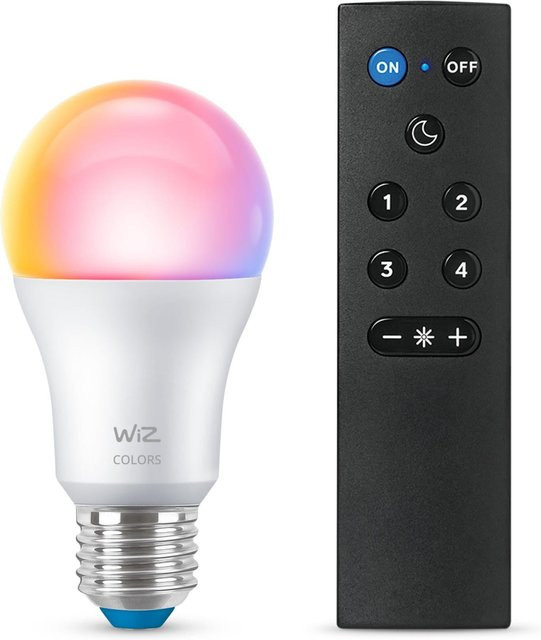WiZ RGBW WLAN LED Lampe A60 E27, 8,5 W (entspr. 60 W), dimmbar mit Fernbedienung, Multicolour - Bild 1