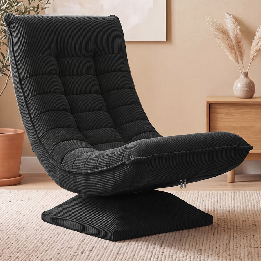 Casaria Sessel Aberdeen Schwarz Cord 5fach verstellbar 360 Grad drehbar und klappbar - Bild 2