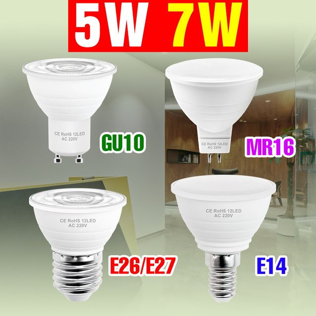 LED Leuchtmittel Set für E27, E26, E14, GU10, MR16 und GU5.3 in Weiß mit kühlem Weiß für Wohnzimmer und Schlafzimmer, 220 V - Bild 1