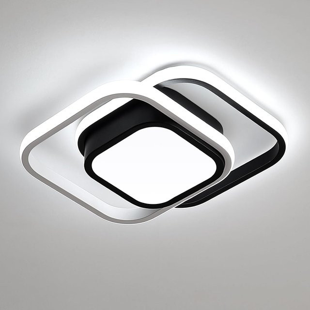 Riserva LED-Deckenleuchte in quadratischem Design, 32 W, 6500 K Kaltweiß, Unterputz-Deckenbeleuchtung aus Aluminium für Schlafzimmer und Küche, Schwarz-Weiß - Bild 1