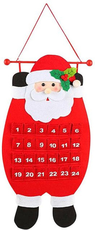 CosyHome Adventskalender aus Filz als Wandbehang mit Weihnachtsmann Motiv in Weiß und Rot