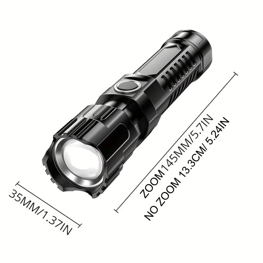 Heinast LED Taschenlampe mit Teleskop-Zoom, USB wiederaufladbar, Schwarz - Bild 3