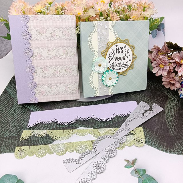 Alinacutle Slimline Spitzenborte aus Metall in Silber für Scrapbooking und DIY-Bastelarbeiten - Bild 1