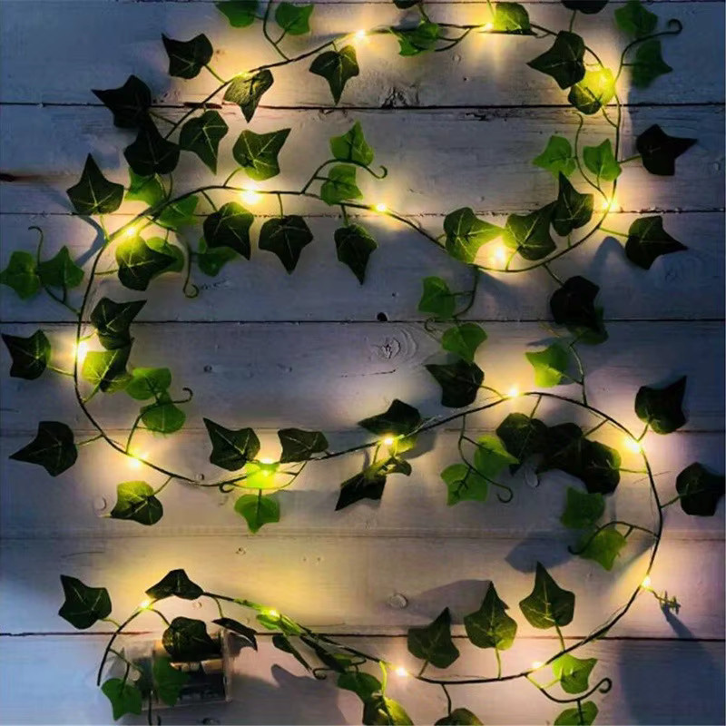MENGHAO Künstliche Efeu-Rebe mit LED-Licht in Grün, 2 m Wandpflanze zur Dekoration für Hochzeit, Party und Weihnachten - Bild 5