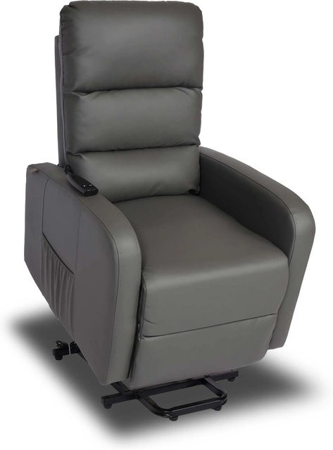 MCW Fernsehsessel K62 Relaxsessel mit Liegefunktion und Aufstehhilfe aus Kunstleder in Grau - Bild 2