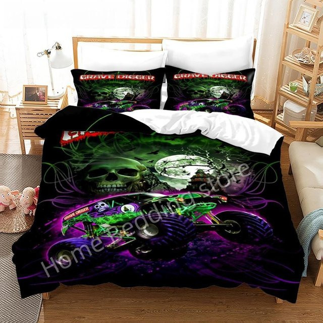 Monster Jam Bettwäsche Set mit 3D Grafik für Kinder und Erwachsene, Mehrfarbig, B/H: 135 x 200 cm - Bild 1