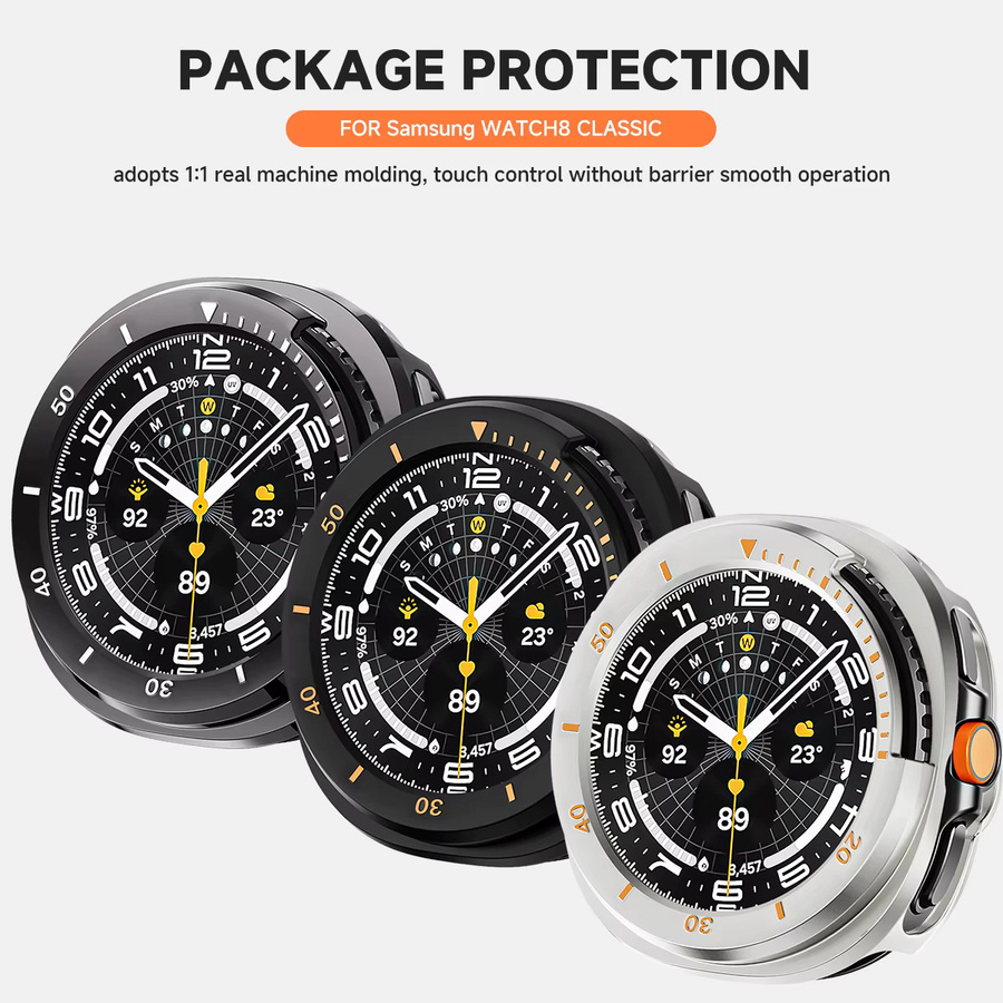 OAKCHARM Schutzhülle für Samsung Galaxy Watch 8, klassisch, Silber, Black - Bild 3