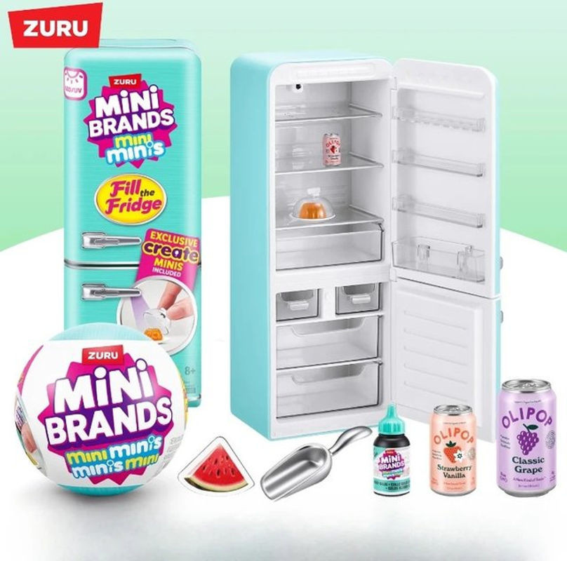 Bandai Mini-Kühlschrank Deko-Ornament Blindbox Set in Blau mit Miniatur-Lebensmitteln aus Kunststoff - Bild 1