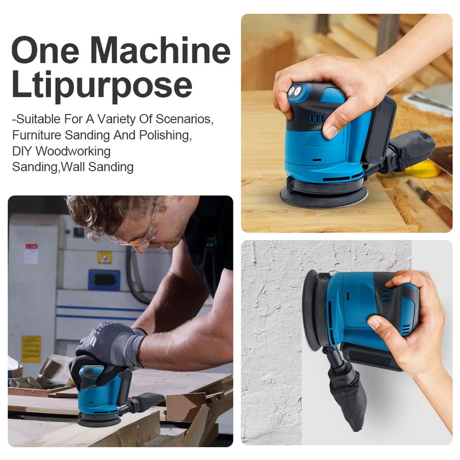 Makita LXT Elektrischer Exzenterschleifer in Blau für 18 V Akku, 125 mm Schleifscheibenaufnahme, 3-Gang-Holzschleifer zum Schleifen und Polieren - Bild 4