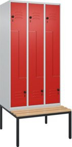 C+P Z-Spind Classic PLUS Sitzbank mit 6 Fächern und Sicherheits-Drehriegel, Buche-Hartholz, B/H/T: 212,0 x 81,5 x 90,0 cm - Bild 1