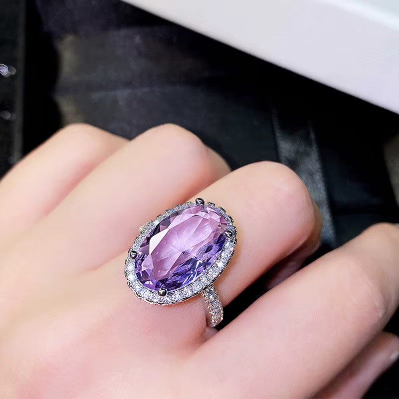 Huitan Ring, Lila Zirkonia, Silber, Damen - Bild 3