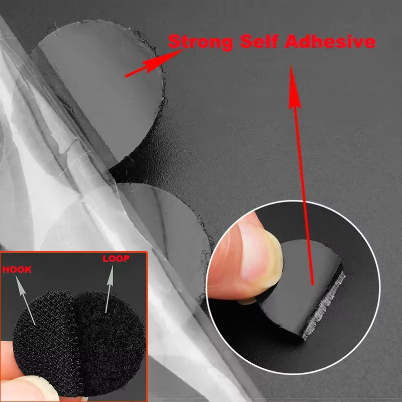 100 Paar JING-J Klettverschluss Punkte aus Nylon mit selbstklebender Rückseite, runde Haken und Schlaufen für Schule und Büro, Farben: Schwarz und Weiß, Durchmesser: 10 mm, 15 mm oder 20 mm - Bild 3