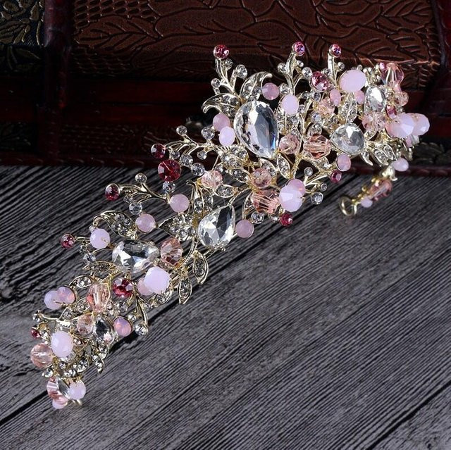 YIRAN Jewelry Tiara, Roségold, Perle, Kristall, Damen - Bild 1