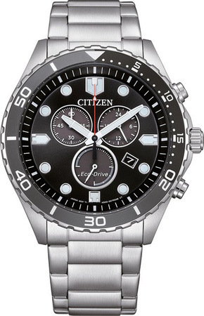 Citizen Chronograph, Solar, Edelstahl, Schwarz, 43 mm, Herren