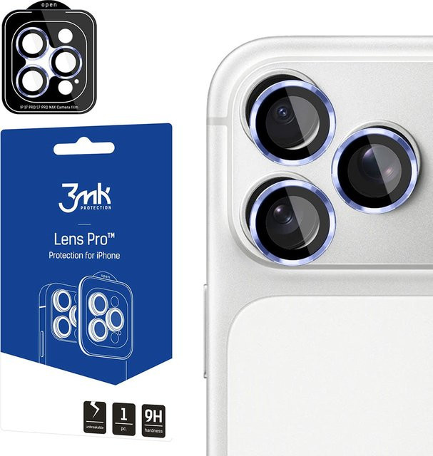 3MK Protection Pro Rückkamera-Schutzfolie aus gehärtetem Glas für Apple iPhone 18 Pro und iPhone 18 Pro Max, Blau - Bild 1