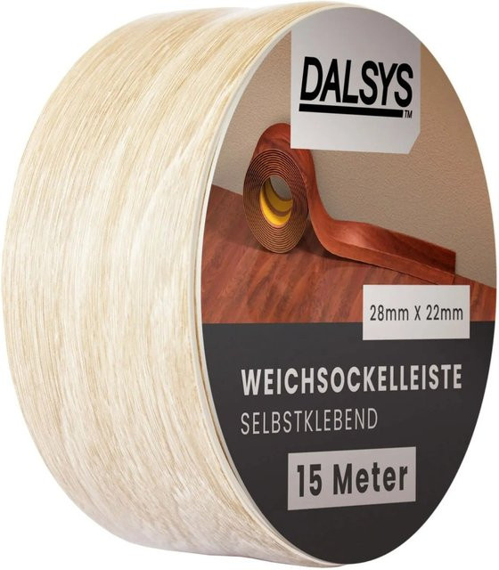 Dalsys Weichsockelleiste selbstklebend aus PVC in Eiche Hell, 15 m Länge - Bild 1
