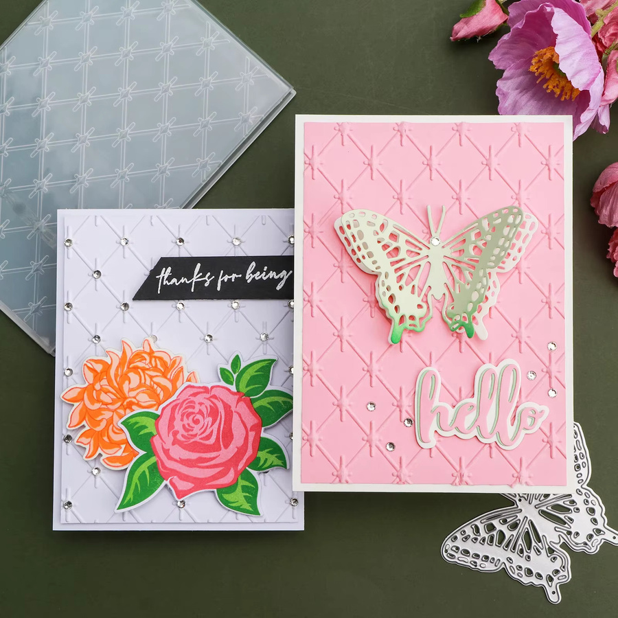 3D-Prägeordner aus Kunststoff mit bemalter Textur für Kartenherstellung und Scrapbooking - Bild 3