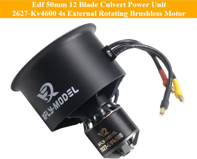 Xfly Model Edf 50 mm 12-Blatt-Culvert-Netzteil 2627-Kv4600 4 s externer rotierender bürstenloser Motor, Zubehör, Schwarz - Bild 1