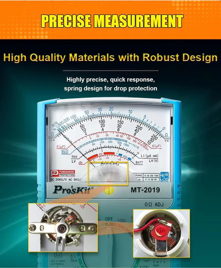 ProsKit Analoges Multimeter MT-2019/2017/2018 mit Sicherheitsstandard für professionelle Ohm-Messungen - Bild 5