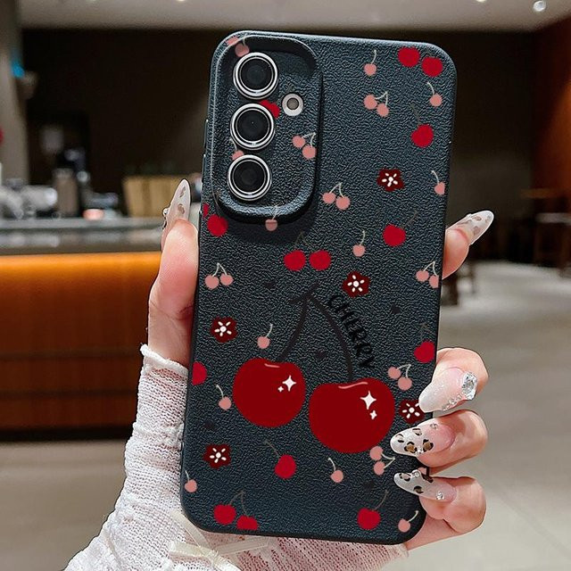 MOESOE Handyhülle mit Kirschfrüchte-Design für Samsung Galaxy S24 Ultra, A56, A55, A54, A53, A35, A25, A15 und weitere Modelle, Mehrfarbig - Bild 1