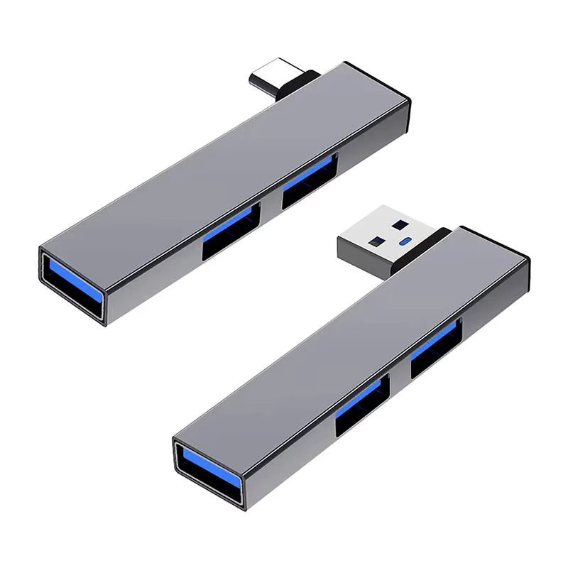 USB C Hub 3.0 Typ C Multi USB Splitter OTG Adapter mit 3 Ports in Silber für MacBook, Lenovo und Xiaomi - Bild 2