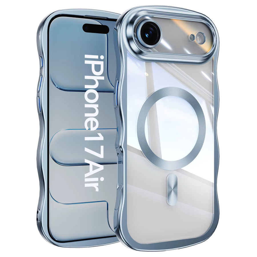 Transparente MagSafe Handyhülle mit Wellenrand aus weichem TPU für iPhone 16 15 14 13 Pro Max in Silber - Bild 4