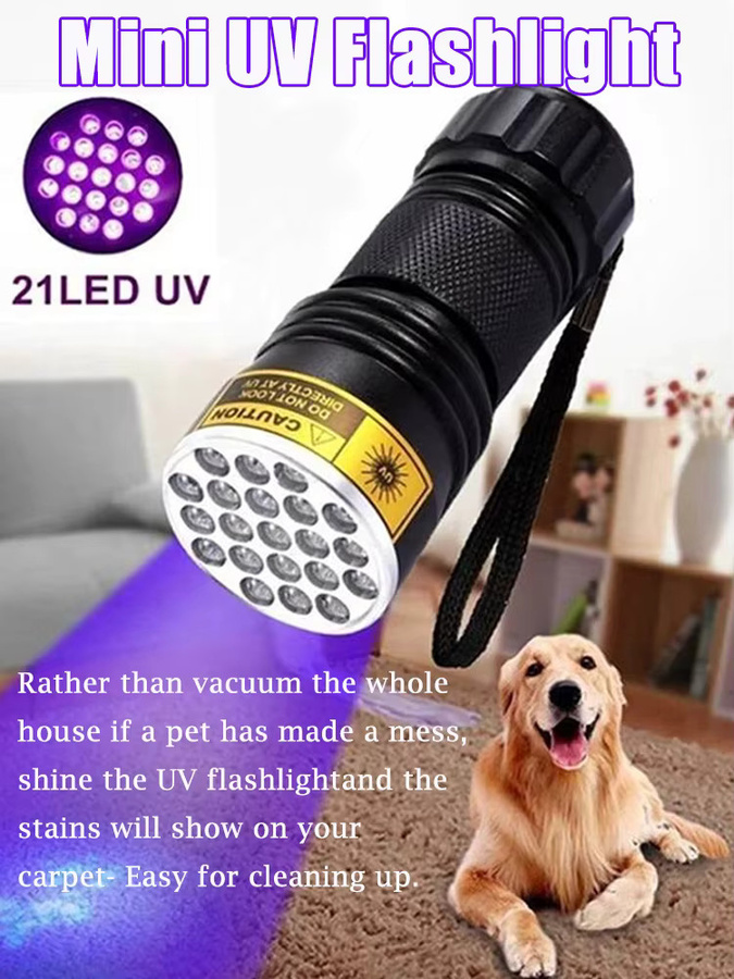 NEWBIRTH UV-Taschenlampe Schwarzlicht-Detektor mit 9/12 LED für Haustier-Urin, Skorpione und Schmuckinspektion, Farbe: Schwarz - Bild 4