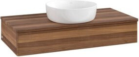 V&B Antao Waschtischunterschrank mit LED-Beleuchtung in Walnuss, Wandmontage, B/H/T: 100 x 19 x 50 cm - Bild 1