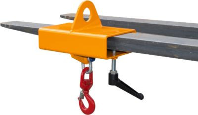 Bauer Lasthaken LH-I 2,5 für Gabelstapler und Kran mit Wirbel, Traglast 2500 kg, Farbe: Orange RAL 2000 - Bild 1