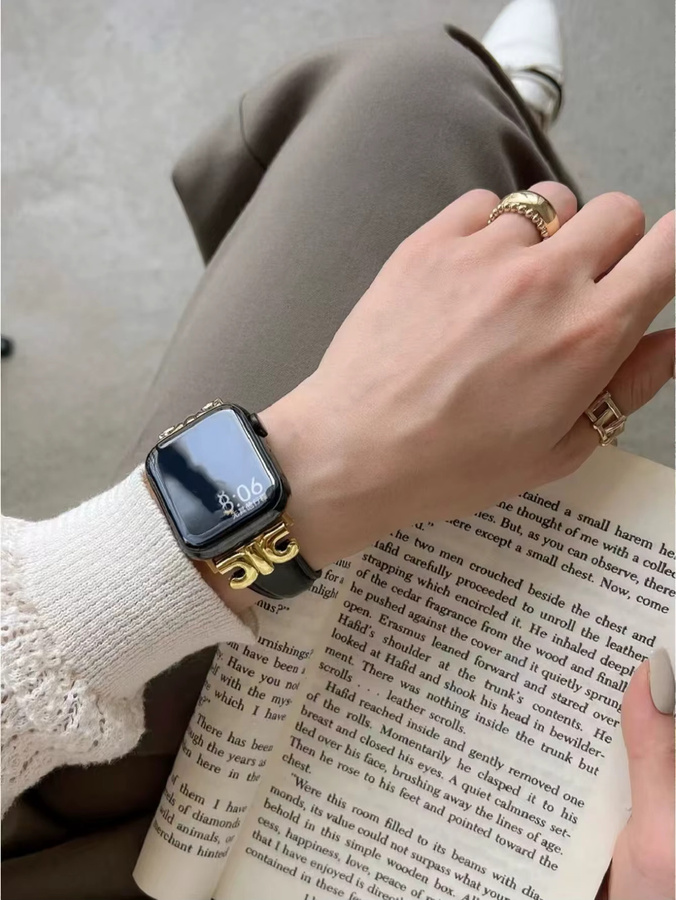 iwujiao Uhrenarmband Leder, Gold, Damen, Apple Watch - Bild 4