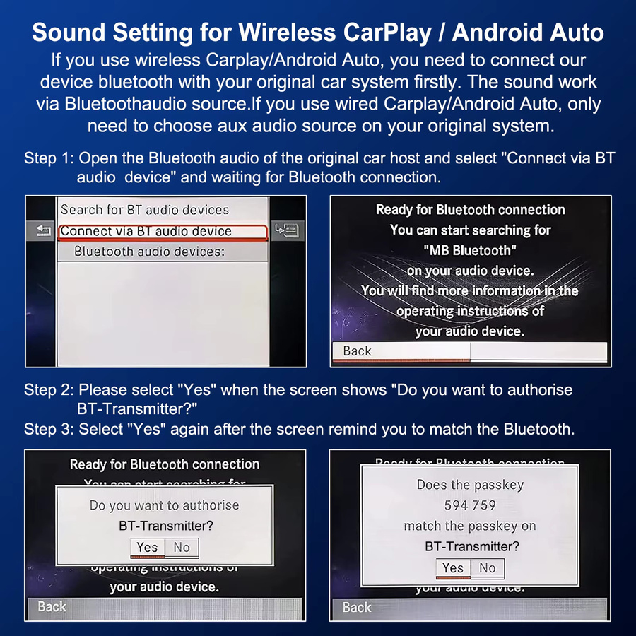 ANYFAR Drahtlose CarPlay und Android Auto Decoder Box für Mercedes Benz NTG4.5 Systeme, Schwarz - Bild 3