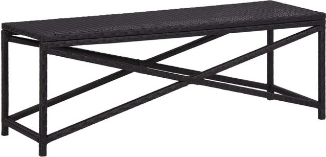 furnicato Gartenbank aus Poly Rattan in Schwarz mit pulverbeschichtetem Stahlrahmen, Breite: 120 cm, Tiefe: 43 cm, Höhe: 40 cm - Bild 1