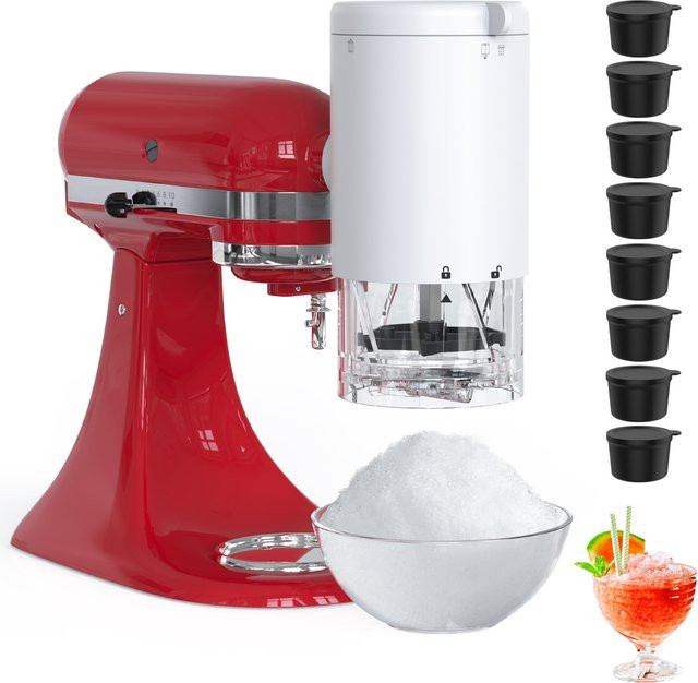 KitchenAid Eisrasierer-Aufsatz in Weiß mit 8 Eisformen und groben sowie feinen Klingen - Bild 1