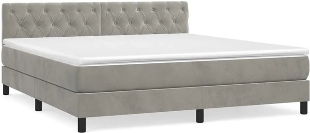 vidaXL Boxspringbett mit Matratze in Hellgrau, Hybridbett mit Taschenfederkern aus Samt, B/T: 160 x 200 cm - Bild 1