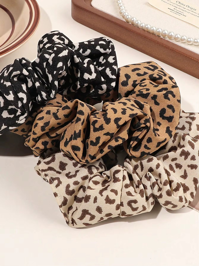 Haargummis Leopard Samt und Seide Satin, Damen - Bild 3