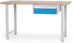 Bedrunka+Hirth Reihenwerkbank aus Buche-Multiplex mit Hängeschubladenblock und einer Schublade, Mehrfarbig, B/T/H: 150 x 75 x 85,9 cm