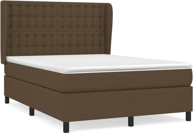 vidaXL Boxspringbett Hybrid mit Matratze und Kopfteil, Braun, B/T/H: 140 x 200 cm - Bild 1