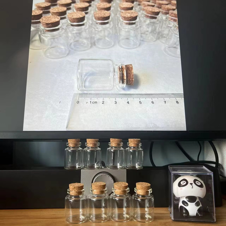 LYGIL Mini-Glasflaschen mit Schnappverschluss und Korkstopfen, transparent, 15 ml, B/H: 3 x 4 cm - Bild 3