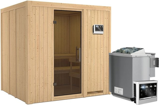 Karibu Sauna SODIN Bio-Kombiofen mit 9,0 kW und externer Steuerung, naturbelassen, Farbe: braun/grau, B/T/H: 196 x 170 x 198 cm - Bild 1