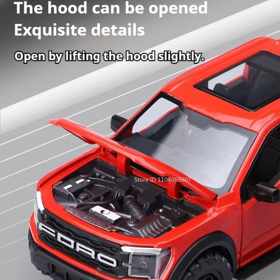 MAKEDA F150 Hilux Modell-Spielzeug, Geländewagen, 1:32, mit Sound und Licht, mit öffnenden Türen und Rückziehfunktion - Bild 2