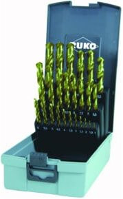 RUKO Spiralbohrer Set DIN338 Typ N HSS TiN in Gold, 25-teilige Kupon-Kassette, Durchmesser 1-13 mm - Bild 1