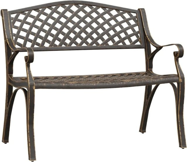 Furnicato Gartenbank aus Aluminiumguss in Bronze mit Blumenmuster, Breite: 102 cm - Bild 1